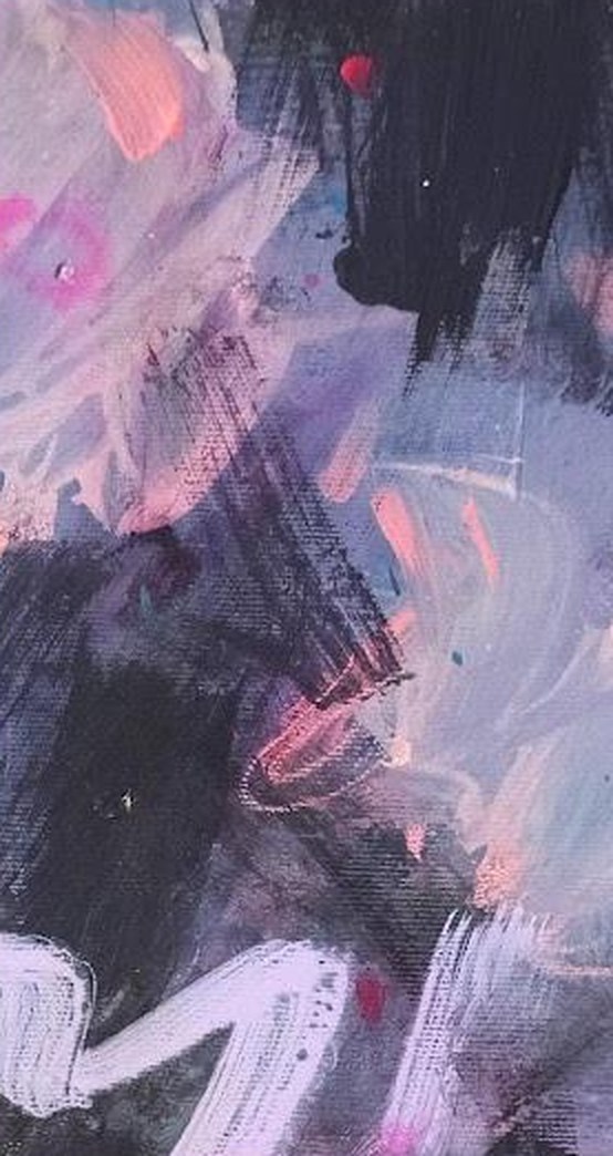 Wzór Beautiful Chaos: abstrakcja z czernią, fioletem i różowymi akcentami